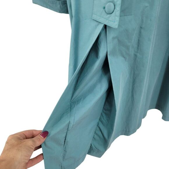 Vtg Bernardo Womens Robins Egg Blue Trench Coat Sz M Button Front City Chic - Picture 12 of 13